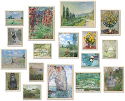 KBKBART 17 PCS Claude Monet Eclectic Wall Art Collage, Vintage Prints by KBKBART