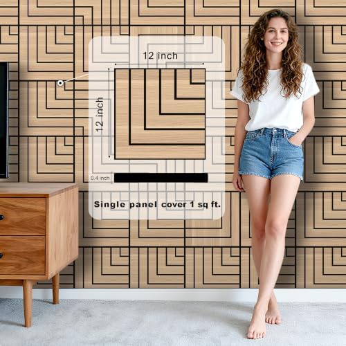 WoveN SounD Acoustic Wall Panels, Natural Oak, 16 Pack, 12x12 in - Image 2