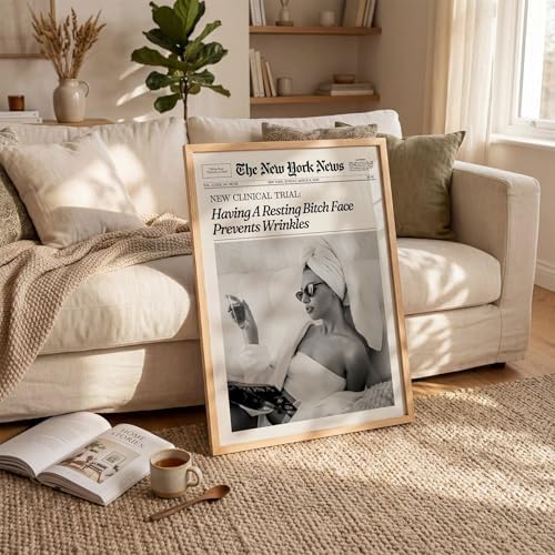 Funky Girl Preppy Aesthetic Posters Black And White Newspaper Wall Art 12x16in - Image 5