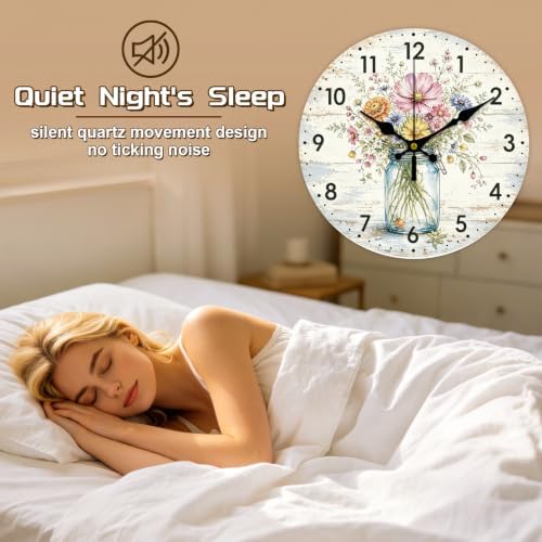 Wildflower Wall Clock Silent Non-Ticking 12" - Image 4