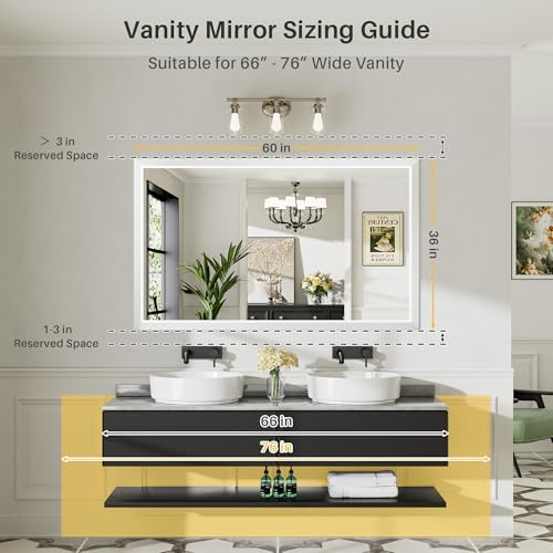 Briivue Bathroom Wall Mirror, 60x36 Inch - Image 2