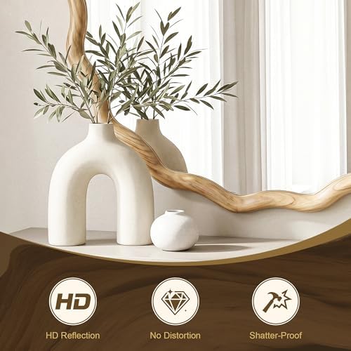 FICTOR Round Wood Wall Mirror - Image 3