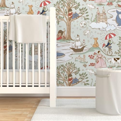 Spoonflower Whimsical Fairytale Peel and Stick Wallpaper - Image 6