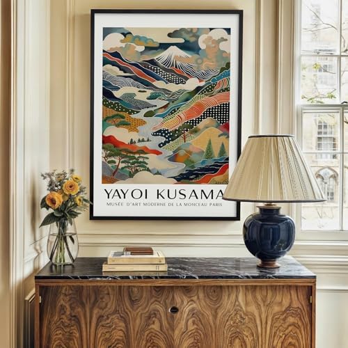 Black Framed Wall Art Yayoi. Kusama Posters Vintage Japanese Canvas Prints - Image 4