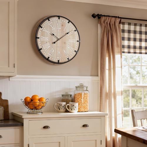 Vantic Farmhouse 24 Inch Wood Roman Large Wall Clock - Image 6