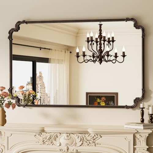 TETOTE Baroque Antique Bronze Scroll Wall Mirror 48 x 30 Vintage Rectangle by TETOTE