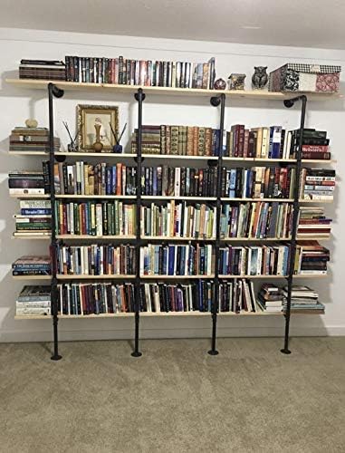 Industrial Retro Wall Mount iron Pipe Shelf, DIY Open Bookshelf, Hung Bracket - Image 2