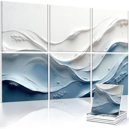 JBER Acoustical Wall Panels 72" x 48", Cerulean Undulations by JBER