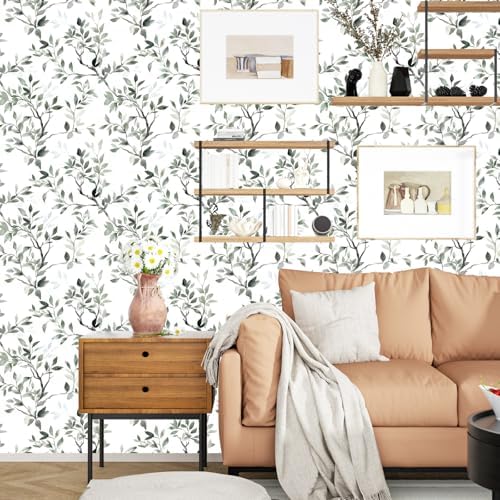 ILHIIOR Green Leaf Peel and Stick Wallpaper Boho 17.5 x118 Inches - Image 4