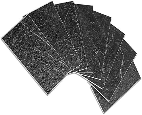 AULIGET Faux Stone Backsplash Peel and Stick PVC Tile, 3 Inch x 6 Inch Black by AULIGET