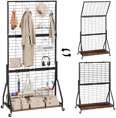 ELYKEN Foldable Grid Wall Panels, 6 x 3 FT Movable Gridwall Display Rack by ELYKEN