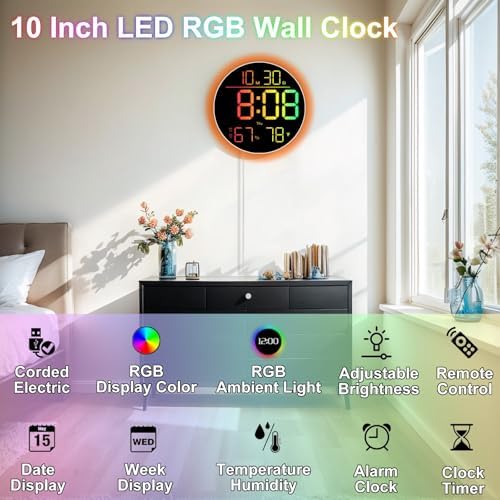 QINFIEY 10 Inch LED Wall Clock - Image 2
