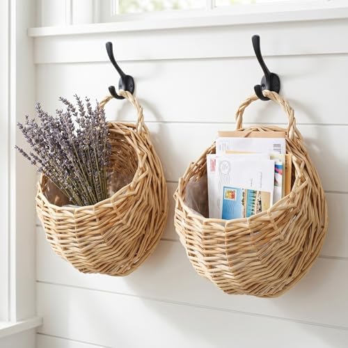 DOITOOL Willow Wall Basket, Semi Circular Baskets, Boho Flower Holder, Wall - Image 2