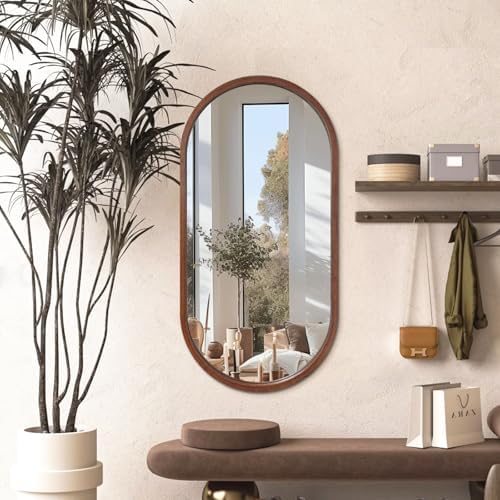 Niccy Oval Full Length Mirror, Wall-Mounted Wood Mirror - Image 4