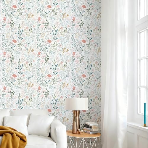Froluya Wildflower Peel and Stick Wallpaper Pink Boho Floral Contact Paper - Image 3
