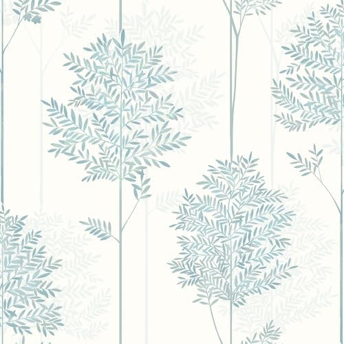 Vinjiasin Modern Tree Contact Paper Teel Blue Wallpaper Peel and Stick by Vinjiasin