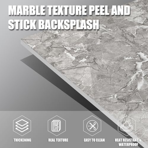 Marble Peel and Stick Backsplash 23.6 x11.8 in - Image 3