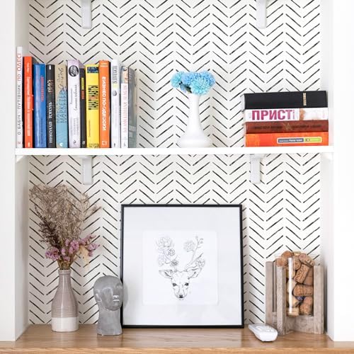 Rugreat Black Herringbone Peel and Stick Wallpaper Modern 276inL17.3inW - Image 2