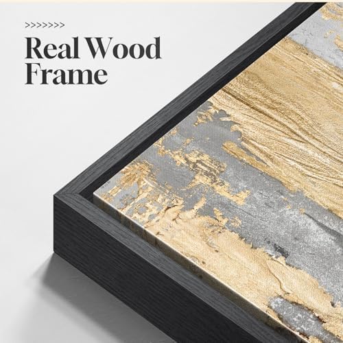 Large Framed Elegant Black White Gold Wall Art - Image 6