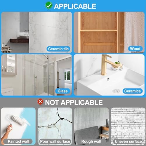 Adhesive Wall Hooks No Drill Large Clear Heavy Duty, 13LB Sticky 12 Pack - Image 4