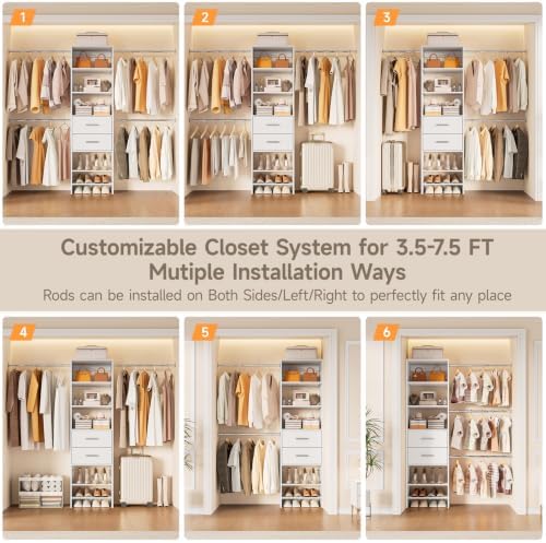 Walk-in Closet System, Wall Mounted Garment Rack, Closet Shelving White - Image 7