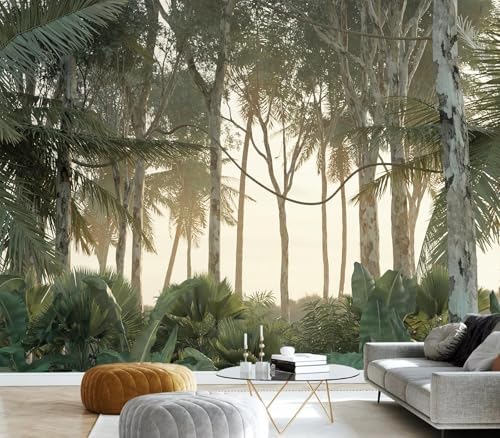 Sunlit Tropical Forest Tall Trees Scenery Landscape Wallpaper - Image 3