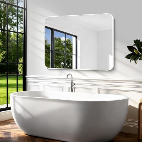 BONEWEI White Bathroom Mirror, 55x36 inch Wall Mirror - Image 4