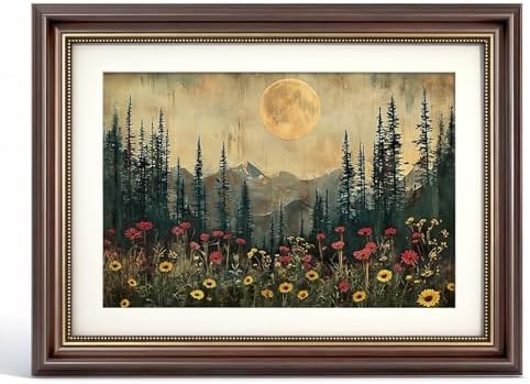VIYYIEA Landscape Wall Art, Nature Floral Cluster Moon Night Prints 16x12in by VIYYIEAART