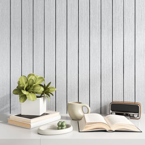 VEELIKE Light Grey Wood Slat Wall Panel Peel and Stick Wood Wall Panels - Image 7