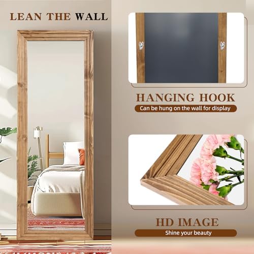 65x24in Full Length Mirror, 3-Tier Stepped Solid Wood Frame - Image 3