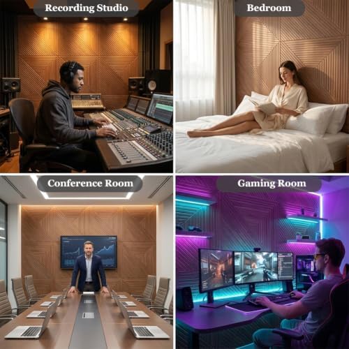6 Pack Acoustic Wood Wall Panels, 23.6x23.6 Inch Sound Absorbing Panels - Image 5