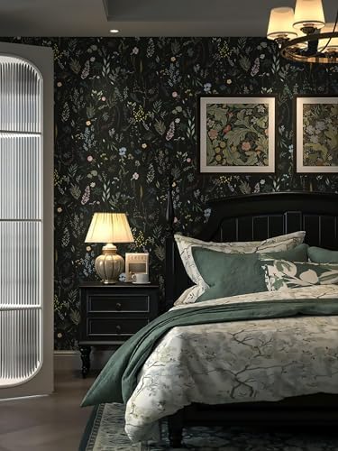 Dimoon 787"x16.1" Floral Peel and Stick Wallpaper Black Contact Paper Thicken - Image 6