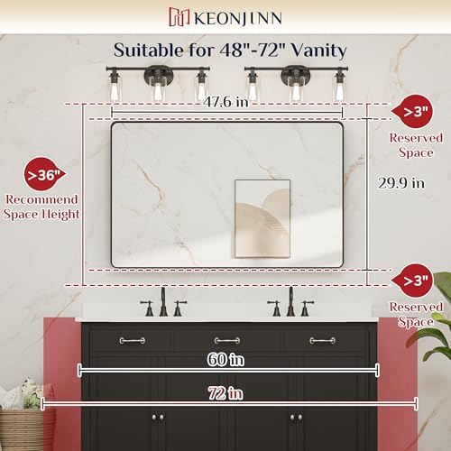 Keonjinn 48 x 30 Inch Black Bathroom Mirrors - Image 5