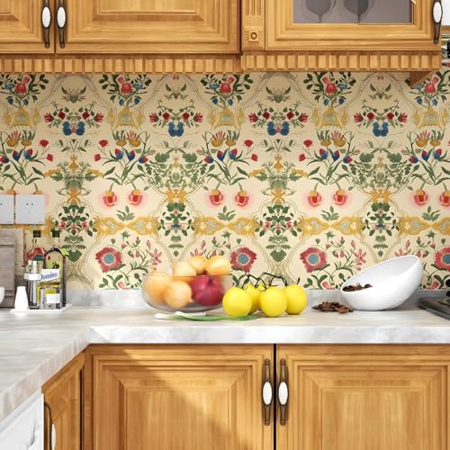 ILHIIOR Yellow Floral Peel and Stick Wallpaper Boho 17.5 x 393 Inches - Image 3