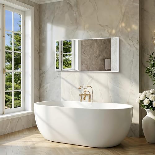 BONEWEI White Bathroom Mirror, 24x48 inch Wall Mirror - Image 6