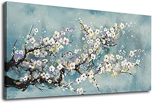 Flowers Wall Art Plum Blossom Canvas Art Botanical Floral Canvas Pictures Grey by TigeridgeArt