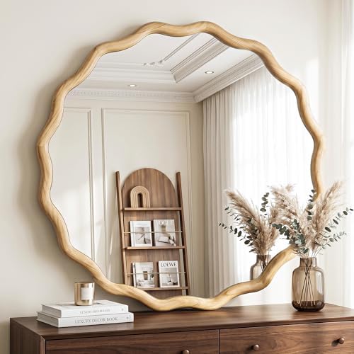 FICTOR Round Wood Wall Mirror by FICTOR