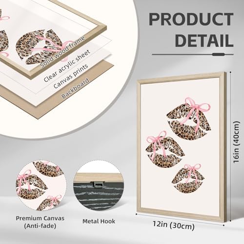 Pink Cheetah Wall Art Decor Leopard Preppy Trendy Canvas Poster Fashion - Image 2
