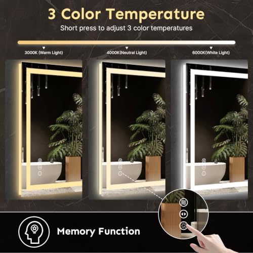 Kosmonia 28x36 Inch LED Bathroom Mirror - Image 4