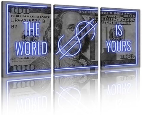 Yatsen Bridge 3 Panels Money Wall Art The World is Yours Painting on Canvas by YatsenBridge