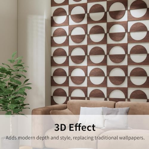 Decorative Modular Fretwork 3D Wall Panels, Half Circle Walnut - Image 5