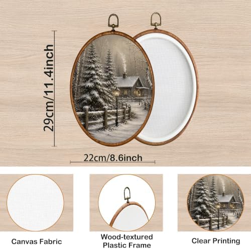 KSDUT Vintage Winter Snowy Pine Tree Oval Wall Art 8.6"x11.4" - Image 7