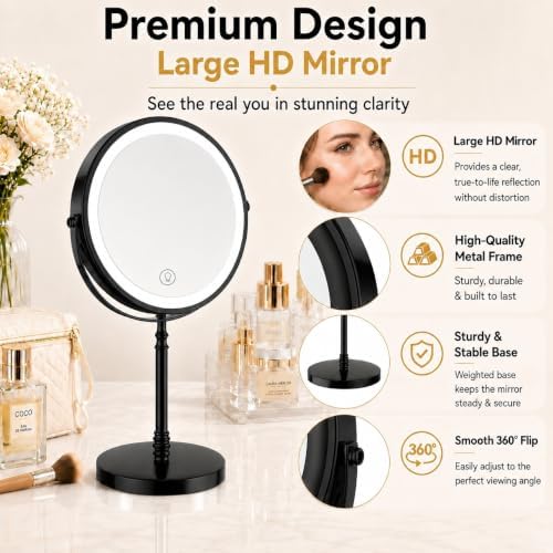 DEIOVWXS Makeup Mirror, Rechargeable Vanity Mirror - Image 5