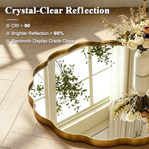 ANDY STAR Brushend Gold Round Wall Mirror 32 Inch, Brass Round Bathroom Mirrors - Image 4