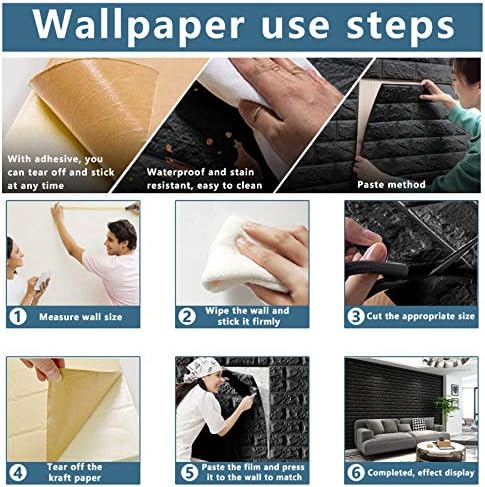 3D Wall Panels Peel and Stick, 14.5 Sq Ft Coverage, Faux Brick Black - Image 4