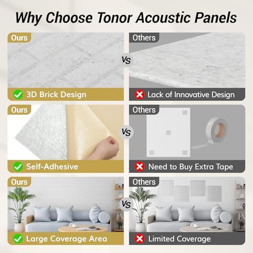 TONOR Brick Pattern Acoustic Panels, Wall Panels - Image 6