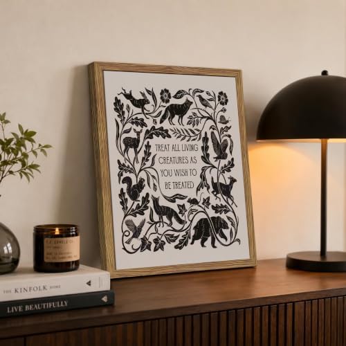 Framed Forest Animal Wall Art, Treat All Living Creatures Print - Image 2