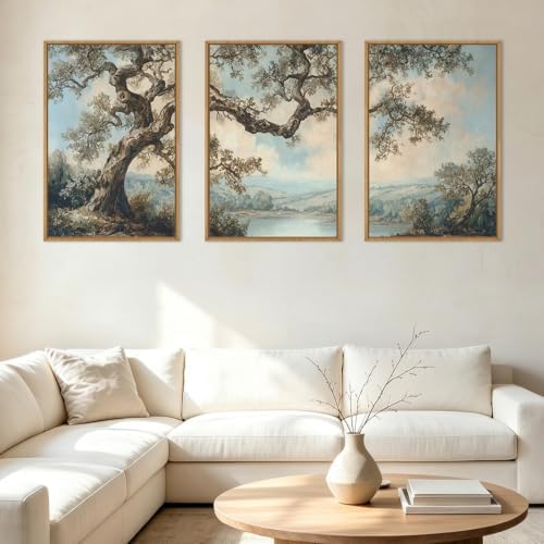 BINCUE Large Nature Wall Art Vintage Tree Artwork Set of 3 Forest Painting - Image 2