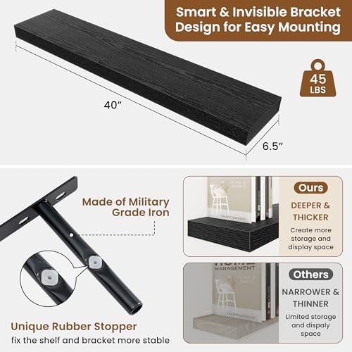 Floating Shelves for Wall, Wall Mounted Wood Shelves - Image 3