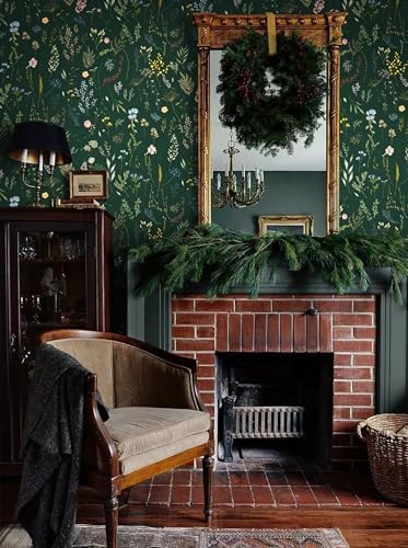 Dimoon 78.7"x16.1" Floral Peel and Stick Wallpaper Dark Green Smooth Contact - Image 3